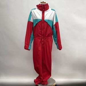 Alpine Designs Snow Suit Ski Jacket Red White Teal Green Large Gore-Tex Uni-sex